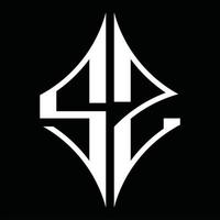 SZ Logo monogram with diamond shape design template vector