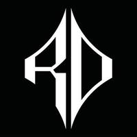 monograma de logotipo rd con plantilla de diseño de forma de diamante vector