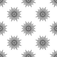 Mandala Black and white Seamless Pattern. can be used for wallpaper, pattern fills, coloring books and pages for kids and adults. Black and white. vector