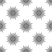 Mandala Black and white Seamless Pattern. can be used for wallpaper, pattern fills, coloring books and pages for kids and adults. Black and white. vector