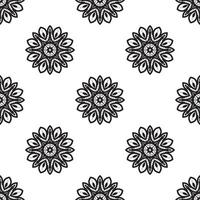 Mandala designs Black and white Seamless Pattern. Hand Drawn Ethnic Texture. Vector Illustration in Monochrome tones.