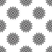 Simple mandala Black and white Seamless Pattern. Hand Drawn Ethnic Texture. Vector Illustration in Monochrome tones.