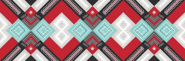 The ethnic design drawing is colorful. traditional pattern design It is a pattern created by combining geometric shapes. Design for print. Using in the fashion industry. vector