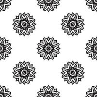 Mandala wall art Black and white Seamless Pattern. can be used for wallpaper, pattern fills, coloring books, and pages for kids and adults. vector