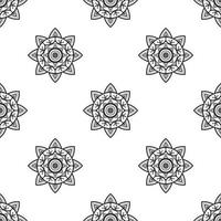 Mandala coloring pages Black and white Seamless Pattern. can be used for wallpaper, pattern fills, coloring books and pages for kids and adults. Black and white. vector