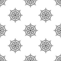 Mandala design Black and white Seamless Pattern. Hand Drawn Ethnic Texture. Vector Illustration in Monochrome tones.