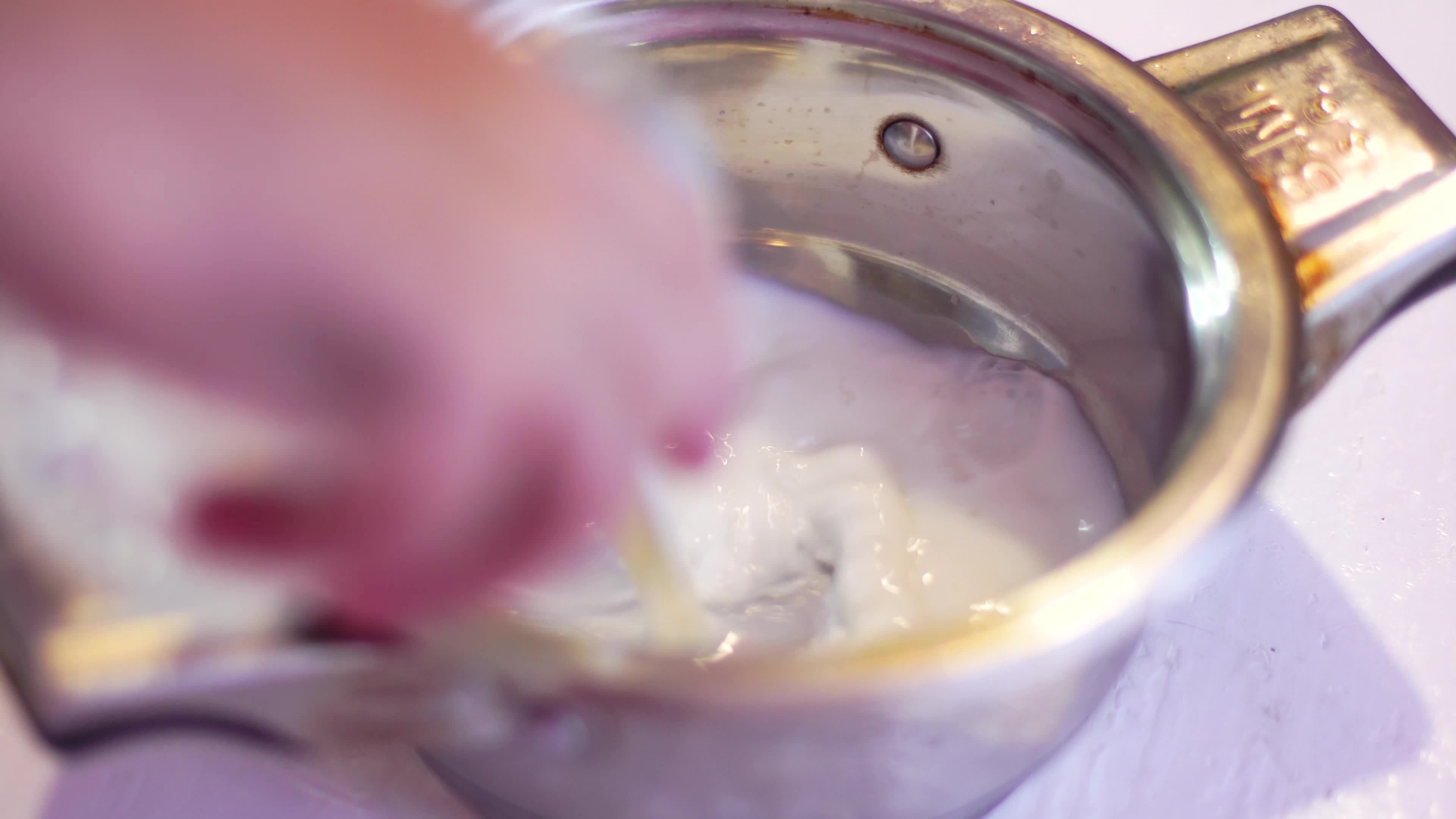 close up of process for the preparation of yeast dough 16155756 Stock