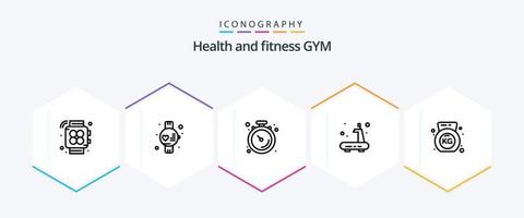 Gym 25 Line icon pack including . fitness. muscle. dumbbell. sports vector