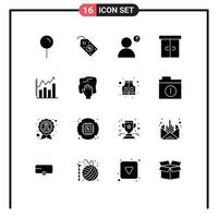 Modern Set of 16 Solid Glyphs Pictograph of chart analytic anonymous analysis furniture Editable Vector Design Elements