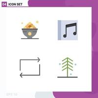 4 User Interface Flat Icon Pack of modern Signs and Symbols of dates songs lunch media play Editable Vector Design Elements