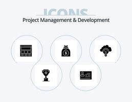Project Management And Development Glyph Icon Pack 5 Icon Design. business. money. id. capital. web vector