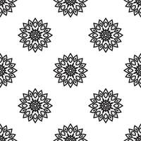 Mandala art designs Black and white Seamless Pattern. can be used for wallpaper, pattern fills, coloring books, and pages for kids and adults. vector