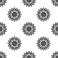 diseños de arte mandala patrón transparente en blanco y negro. se puede usar para papel tapiz, rellenos de patrones, libros para colorear y páginas para niños y adultos. vector