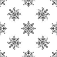Mandala coloring pages Black and white Seamless Pattern. can be used for wallpaper, pattern fills, coloring books, and pages for kids and adults. vector