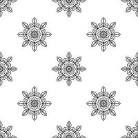 Mandala coloring pages Black and white Seamless Pattern. can be used for wallpaper, pattern fills, coloring books, and pages for kids and adults. vector