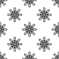 Mandala drawing Black and white Seamless Pattern. Hand-drawn background. Islam, Arabic, Indian, and ottoman motifs. Perfect for printing on fabric or paper. vector