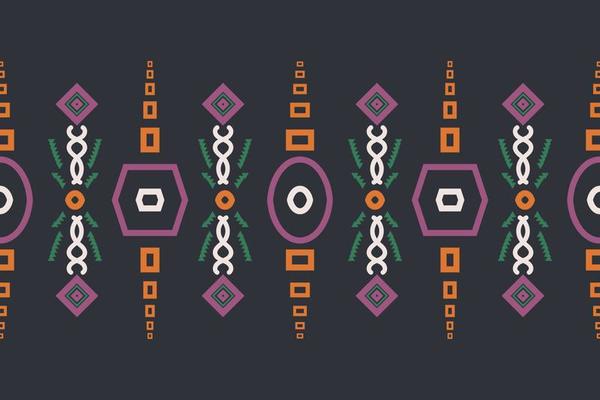 Ethnic border Ikat Seamless Pattern Textile ikat background seamless pattern digital vector design for Print saree Kurti Borneo Fabric border brush symbols swatches designer