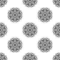 Mandala art Black and white Seamless Pattern. Monochrome retro background inspired by traditional art vector