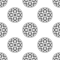 Mandala design Black and white Seamless Pattern. can be used for wallpaper, pattern fills, coloring books and pages for kids and adults. Black and white. vector