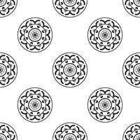 Mandala design Black and white Seamless Pattern. can be used for wallpaper, pattern fills, coloring books and pages for kids and adults. Black and white. vector