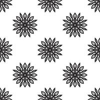 arte de pared de mandala patrón sin costuras en blanco y negro. patrón monocromático tribal abstracto sin costuras. textura étnica dibujada a mano. ilustración vectorial vector