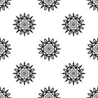 mandala simple patrón sin costuras en blanco y negro. se puede usar para papel tapiz, rellenos de patrones, libros para colorear y páginas para niños y adultos. vector