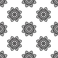 Simple mandala Black and white Seamless Pattern. can be used for wallpaper, pattern fills, coloring books and pages for kids and adults. Black and white. vector