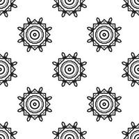 mandala creativo arte blanco y negro de patrones sin fisuras. se puede usar para papel tapiz, rellenos de patrones, libros para colorear y páginas para niños y adultos. vector