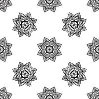 Mandala design Black and white Seamless Pattern. can be used for wallpaper, pattern fills, coloring books, and pages for kids and adults. vector