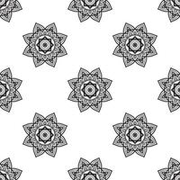 Mandala design Black and white Seamless Pattern. can be used for wallpaper, pattern fills, coloring books, and pages for kids and adults. vector