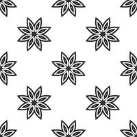 Simple mandala Black and white Seamless Pattern. Monochrome retro background inspired by traditional art vector