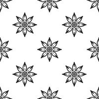 patrones de mandala patrón transparente en blanco y negro. textura étnica dibujada a mano. ilustración vectorial en tonos monocromáticos. vector