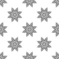 Mandala coloring pages Black and white Seamless Pattern. Hand Drawn Ethnic Texture. Vector Illustration in Monochrome tones.