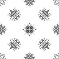 Mandala coloring pages Black and white Seamless Pattern. Seamless Abstract Tribal Monochrome Pattern. Hand Drawn Ethnic Texture. Vector Illustration.