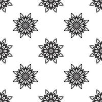 Mandala drawing Black and white Seamless Pattern. Seamless Abstract Tribal Monochrome Pattern. Hand Drawn Ethnic Texture. Vector Illustration.