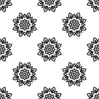 Mandala art designs Black and white Seamless Pattern. Monochrome retro background inspired by traditional art vector