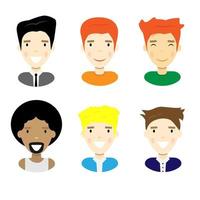 conjunto de avatar de personas masculinas de sonrisa. colección de personajes de diferentes hombres aislados vector