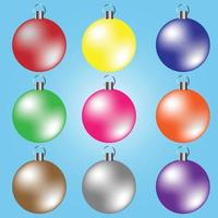 Christmas ball  colorful shiny vector blue background isolated