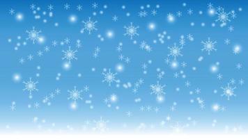 hermosa nevada y estrella desenfoque de fondo azul de invierno vector