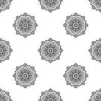 Mandala Black and white Seamless Pattern. can be used for wallpaper, pattern fills, coloring books, and pages for kids and adults. vector