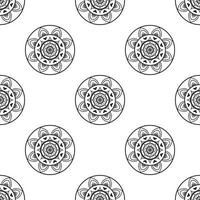 Mandala drawing Black and white Seamless Pattern. can be used for wallpaper, pattern fills, coloring books, and pages for kids and adults. vector