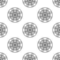 mandala dibujo patrón sin costuras en blanco y negro. se puede usar para papel tapiz, rellenos de patrones, libros para colorear y páginas para niños y adultos. vector