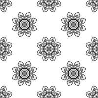 Mandala art Black and white Seamless Pattern. Seamless Abstract Tribal Monochrome Pattern. Hand Drawn Ethnic Texture. Vector Illustration.