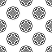 Mandala art Black and white Seamless Pattern. can be used for wallpaper, pattern fills, coloring books, and pages for kids and adults. vector