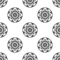 mandala arte blanco y negro de patrones sin fisuras. se puede usar para papel tapiz, rellenos de patrones, libros para colorear y páginas para niños y adultos. vector