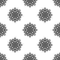 mandala diseña patrones sin fisuras en blanco y negro. se puede usar para papel tapiz, rellenos de patrones, libros para colorear y páginas para niños y adultos. vector