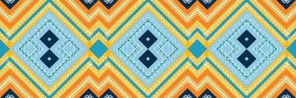 The ethnic design drawing is colorful. Traditional ethnic patterns vectors It is a pattern created by combining geometric shapes. Design for print. Using in the fashion industry.
