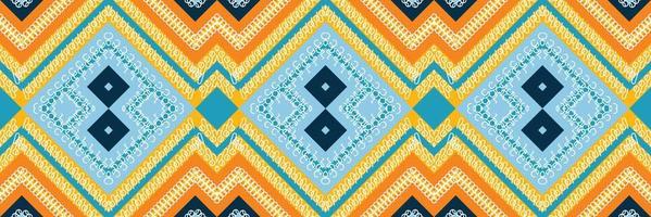 The ethnic design drawing is colorful. Traditional ethnic patterns vectors It is a pattern created by combining geometric shapes. Design for print. Using in the fashion industry.