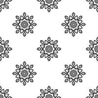 Mandala patterns Black and white Seamless Pattern. Hand-drawn background. Islam, Arabic, Indian, and ottoman motifs. Perfect for printing on fabric or paper. vector