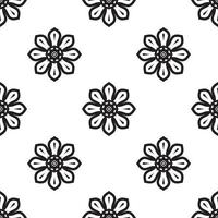 Mandala drawing Black and white Seamless Pattern. can be used for wallpaper, pattern fills, coloring books and pages for kids and adults. Black and white. vector